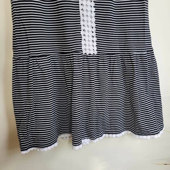 N Nicholas Sleeveless Dropped Waist Embroidered Cotton Dress - Stripes - Multi - Picture 6 of 12